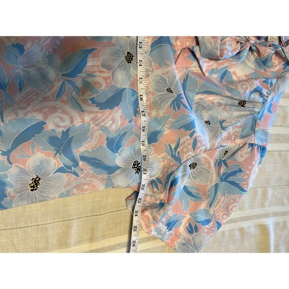 Vintage Ms Bond Volup Pastel Floral Polyester Blouse with Bow Detail - Picture 8 of 8